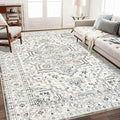 Enkor Area Soft Rugs 5x7 Washable Non Slip Boho Floor Rugs for Living Room Bedroom, Vintage Style Farmhouse Mat for Kitchen Entryway White & Grey