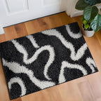 Rugshop Abstract Wavy Shag Area Rug Anthracite Dark Gray 2' x 3' Ideal for Entryways, Kitchens, or Small Spaces