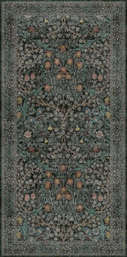 Dark Green Washable 3x6 Large Entryway Runner Rug Indoor, Non-Slip Floor Rugs for Kitchen, Bedroom, Bathroom Beside Bed, Stain & Fade Resistant, Vintage Floral Design