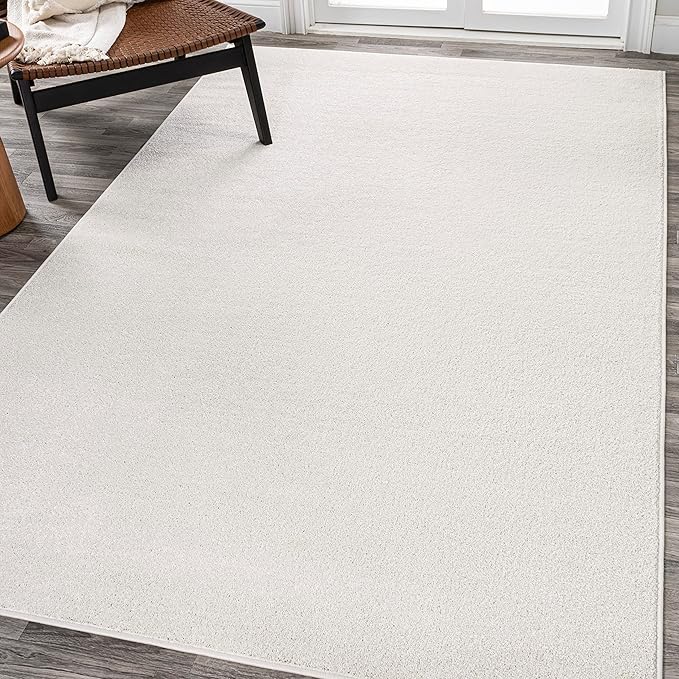 Eyely UES100T-5 Supersoft Haze Solid Low-Pile Indoor Area Rug Casual;Contemporary;Solid;Traditional, Bedroom, Kitchen, Living Room, Easy-Cleaning, Non-Shedding, 5 X 8, Cream