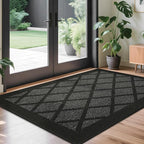 COSY HOMEER Non-Slip Door Mat 36"x60", Entryway Rugs Low Profile Absorbent Dirt Trapper Doormat for Front Entrance, Washable Polypropylene Entry Mat (Black)