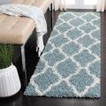 SAFAVIEH Dallas Shag Collection Runner Rug - 2'3" x 6', Seafoam & Ivory, Trellis Design, Non-Shedding & Easy Care, 1.5-inch Thick Ideal for High Traffic Areas in Living Room, Bedroom (SGD257C)