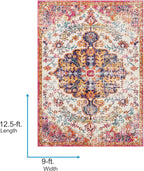 Livabliss Area Rugs - 9x12 Odelia Vintage Boho Beige Mustard Gray Area Rug for Living Room Bedroom - Floral Medallion Stain Resistant Carpet for Kitchen, Nursery, Office (9' x 12'6")