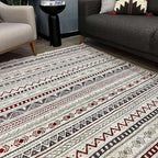 Alfa Rich 7x10 Red Burgundy White Gray Washable Area Rugs for Living Room Bedroom Kitchen Cotton Rug