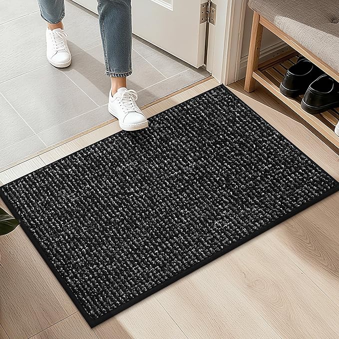 BEQHAUSE 20"x32" Entryway Rug Indoor Door Mat Non-Slip Washable, Hallway Rugs Absorbent & Stain Resist Hall Carpet Runner Rugs for Entryway, Front Door Floor Mats Laundry Room Rugs for Entry, Black