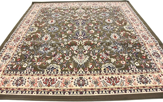 Unique Loom Sialk Hill Collection Area Rug - Washington (7' 10" Square Green/Hunter Green)