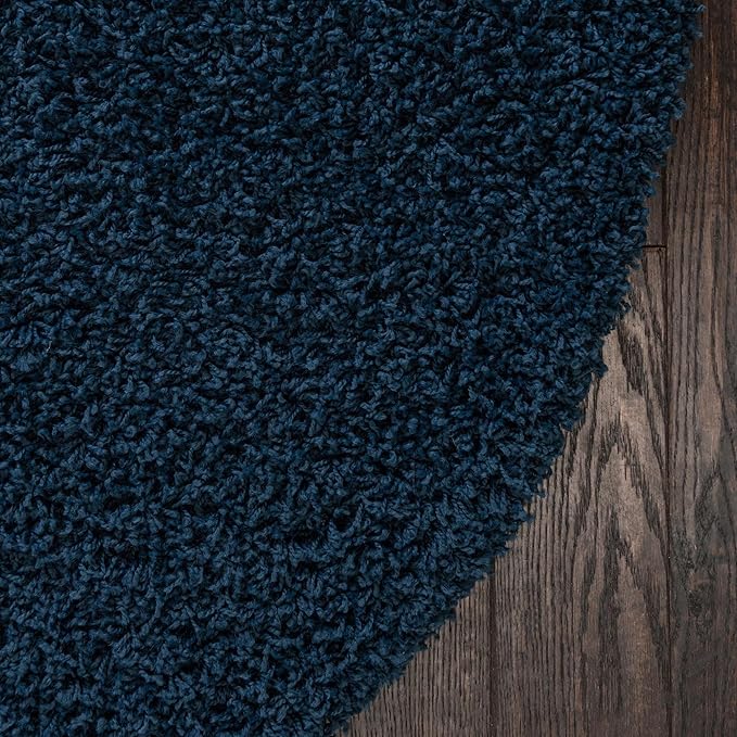 Unique Loom Solid Shag Collection Area Rug (5' 1" Round, Sapphire Blue/ Navy Blue)