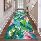 Tropical Rug Runner 2x10ft - Non-Slip Durable Floral Leaf Pattern Carpet for Hallway, Stairs, Entryway, Easy Clean Floor Decor