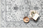 Fame Living Faded Oushak Rug, Turkish Vintage Floral Pastel Large Oversized Area Rugs for Living Room Dining Bedroom Kitchen Bathroom Nursery (848CrNv, 2' x 3')