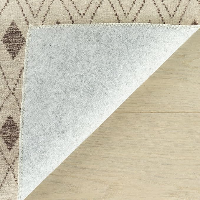 Dash & Albert Chandler Tan Machine Washable Rug, 5 X 8 Feet, Tan Geometric Pattern