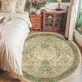 6ft Round Area Rugs for Living Room, Washable Floral Circle Rug Non Slip Low Pile, Vintage Boho Botanical Birds Throw Carpet for Farmhouse, Bedroom, Dining Room, Retro Pink/Green