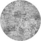 5ft Round Area Rug Living Room Rugs - 5x5 Washable Large Soft Indoor Neutral Modern Abstract Low Pile Rug Carpet for Bedroom Dining Room Farmhouse Home Office - Grey
