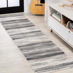 JONATHAN Y Austin Gradient Striped Gray/Black Runner Rug, 2x8, Modern, Contemporary, Easy-Cleaning for Living Room, Bedroom, Kitchen, Pet Friendly, Non-Shedding (LUX103A-28)