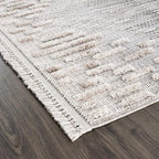 Hauteloom Poydras Farmhouse Living Room Bedroom Modern Moroccan Area Rug - Soft Shaggy High Low Carpet - High Pile - Bohemian, Boho - Gray, Beige, Cream - 9'2" x 12'