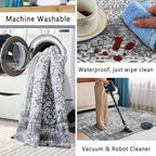 vivorug 5x7 Area Rugs, Stain Resistant Washable Rug for Living Room, Vintage-Inspired Grey Rug