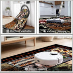Rustic Cabin Area Rug 7x9ft, Animal & Moroccan Plaid Pattern Vintage Boho Carpet, Stain-Resistant Pet-Friendly & Non-Slip Low Pile for Living Room, Bedroom, Dining Room