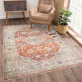 Bloom Rugs Washable Non-Slip 10x14 Rug - Orange/Olive Beige Traditional Oriental Area Rug for Living Room, Bedroom, Dining Room, and Kitchen - Exact Size: 10' x 14'