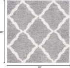 SAFAVIEH Dallas Shag Collection Area Rug - 8' Square, Grey & Ivory, Trellis Design, Non-Shedding & Easy Care, 1.5-inch Thick Ideal for High Traffic Areas in Living Room, Bedroom (SGD257G)