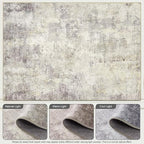 Washable Area Rugs for Living Room 9x12 - Large Neutral Modern Abstract Rug, Soft Low Pile Carpet with Non Slip Backing for Under Dining Room Table, Bedroom, Home, Office, Dorm - Brown Grey