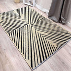 Alfa Rich 7x10 Geometric Beige Black Washable Area Rugs for Living Room Bedroom Kitchen Cotton Rug