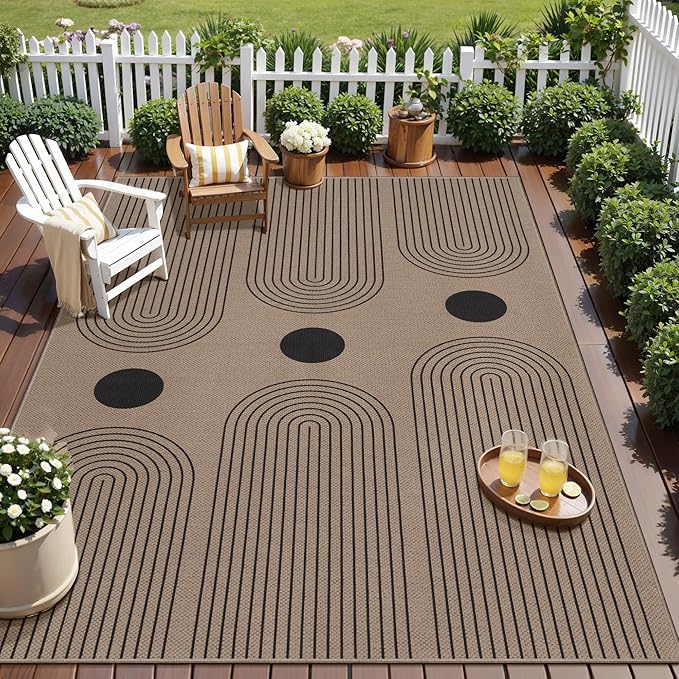 Tangsoo Modern Easy Jute Rug 5x7 Large Washable Area Rugs for Dining Room Table,Non-Slip Thin Indoor Outdoor Rug,Farmhouse Natural Throw Mat for Living Room Office Backyard Patio
