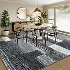Large Area Rugs,Modern Geometric Patchwork Floor Decor for Bedroom Aesthetic Carpet, Rockwood Collection, Indoor Rugs for Living Room, Dining Room, Nursery, Office, Machine Washable Rug,8x10 Ft Grey