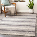 Mark&Day Wool Rugs, 4x6 Marvelle Global Medium Gray Area Rug, Black Ivory Carpet for Living Room, Bedroom or Kitchen (3'6" x 5'6")