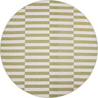 Unique Loom Outdoor Striped Collection Area Rug - Striped (12' Round Green/Ivory)