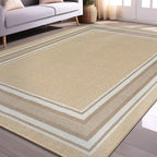 Beverly Rug Non Slip Area Rugs 8x10 Modern Bordered Non Skid Rubber Backing Soft Area Rug for Living Dining Room Easy to Clean Non Shedding Kitchen Bedroom Indoor Carpet 8 x 10 Beige