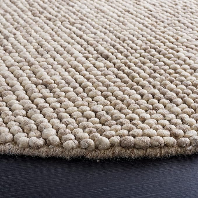 SAFAVIEH Natura Collection Area Rug - 10' Round, Beige, Handmade Wool Blend, Textured Design, Ideal for Living Room, Bedroom, Dining Space (NAT620B)