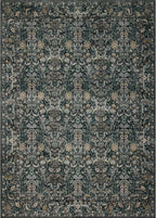 Washable Living Room Rug: 5x7 Boho Floral Soft Area Rug for Bedroom Decor - Vintage Low Pile Thin Carpet for Dining Room Non-Slip - Farmhouse Stain Resistant Rugs - Dark Green