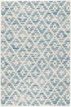 Dash & Albert Melange Diamond Blue Machine Washable Rug, 9.5 X 13.5 Feet, Blue Geometric Pattern