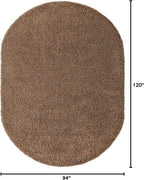 Unique Loom Solid Shag Collection Area Rug (7' 10" x 10' Oval, Sandy Brown)