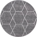 Unique Loom Trellis Frieze Collection Area Rug - Geometric (3' Round, Dark Gray/ Ivory)