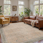 8x10 Area Rug Machine Washable Boho Rug for Living Room,Ultra-Thin Low Pile Carpet,Lightweight Indoor Printed Rug,Non Slip Floral Area Rug for Bedroom, Dining Room, Home Office,Light Beige