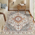 Tangsoo Area Rug 3x5 Bedroom Rug, Washable Vintage Rugs Indoor, Non Slip Accent, Print Distressed Turmeric Carpet, Soft Low Pile Rug for Living Room Dorm Bedroom Bedside Entryway Bathroom