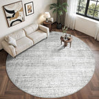 Valenrug Washable Round Area Rugs 8x8 - Stain Resistant 8ft Round Rugs for Living Room, Non Slip Backing Printed Rugs for Bedroom, Folable Machine Washable Area Rug (8ft, Grey)