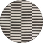 Unique Loom Outdoor Striped Collection Area Rug - Striped (13' Round, Charcoal/Ivory)
