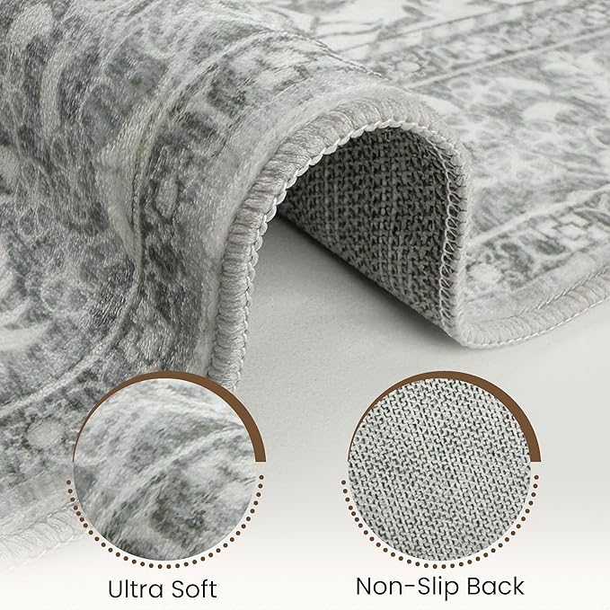 Washable Runner Rug 2.5x10 | Non Slip Rug Runners for Hallways, Entryways, Kitchens, Bathrooms, Bedrooms | Ultra-Soft Flannel Carpet Runners with Rubber Backing (Beige, 2.5x10)
