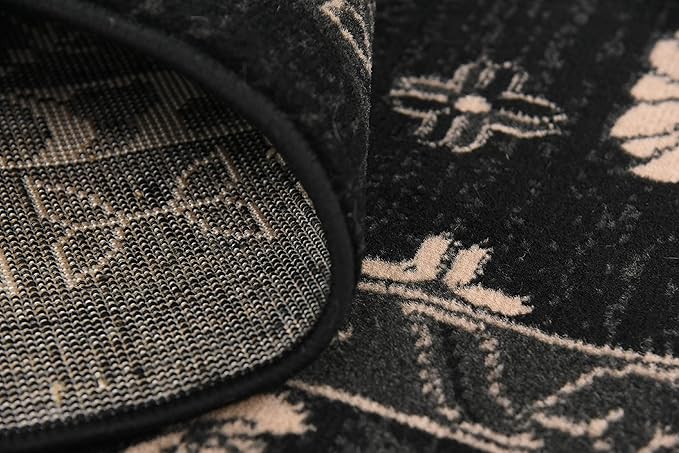 Unique Loom Taftan Collection Border Geometric Tribal Inspired Design Area Rug (7' 0 x 10' 0 Rectangular, Black/ Gray)
