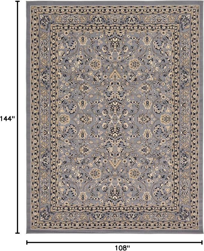 Rugs.com Yasmin Collection Rug – 9' x 12' Gray Medium Rug Perfect for Living Rooms, Large Dining Rooms, Open Floorplans