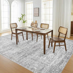 Area Rug Living Room Rugs - 5x7 Abstract Large Soft Indoor Washable Rug Neutral Modern Low Pile Carpet for Bedroom Dining Room Farmhouse Home Office - Vintage Grey