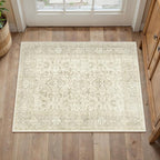Beige Entryway Rug 2x3 Vintage Area Carpet Indoor Kitchen Washable Door Mat Living Room Entrance Small Low Pile Traditional Distressed Retro Accent Throw Rug Non Slip Office Bathroom