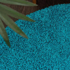 Unique Loom Solid Shag Collection Area Rug (7' 1" Round, Turquoise)
