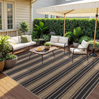 Striped Easy Jute Rug 6x9 Outdoor Rug Large Washable Rugs for Living Room Bedroom Non Slip Neutral Farmhouse Indoor Outdoor Carpet for Backyard Patio Office
