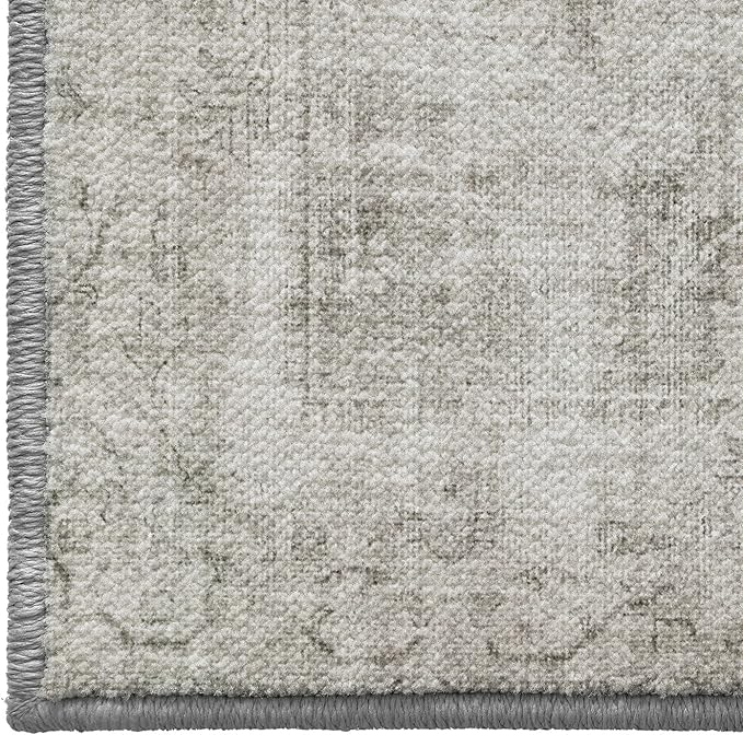 LUMI 4x6 Washable Area Rug for Living Room, Ultra Soft Modern Neutral Grey Rugs Non Slip with Rubber Backing, Low Profile, High Traffic, Stain Resistant Carpets, Ideal for Bedroom, Dining Room