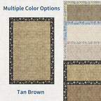 GarveeHome Entryway Rug 2x6 Modern Bordered Runner Rug Washable Kitchen Runners for Hallway Non-Slip Low-Pile Soft Carpet Floral Print Bathroom Mat for Bedroom Laundry Room, Yellow