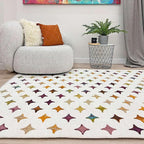 Alfa Rich 3x10 Moroccan White Area Rugs for Living Room Decor Washable Cotton Pet Friendly Runner