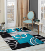 GLORY RUGS Area Rug Modern 2x7 Turquoise Soft Hand Carved Contemporary Floor Carpet with Premium Fluffy Texture for Indoor Living Dining Room and Bedroom Area