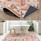 Fame Living Orange Green Oushak Rug, Modern, Vintage, Turkish, Eclectic, Floral, Pastel, Washable, Area Rugs for Living Room, Dining, Bedroom, Office, Entryway, Foyer, Playroom, Nursery, 5'x6'9"